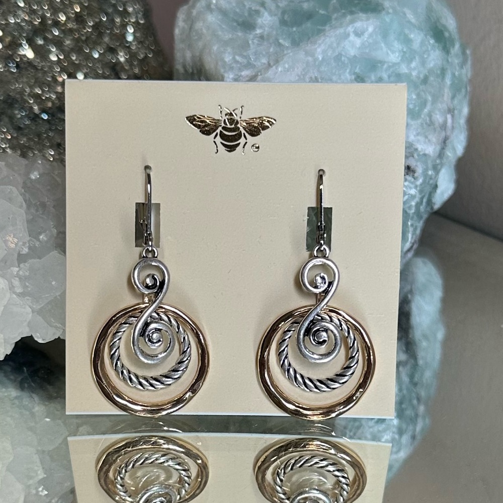 Elegant Silver and Gold Swirl Earrings